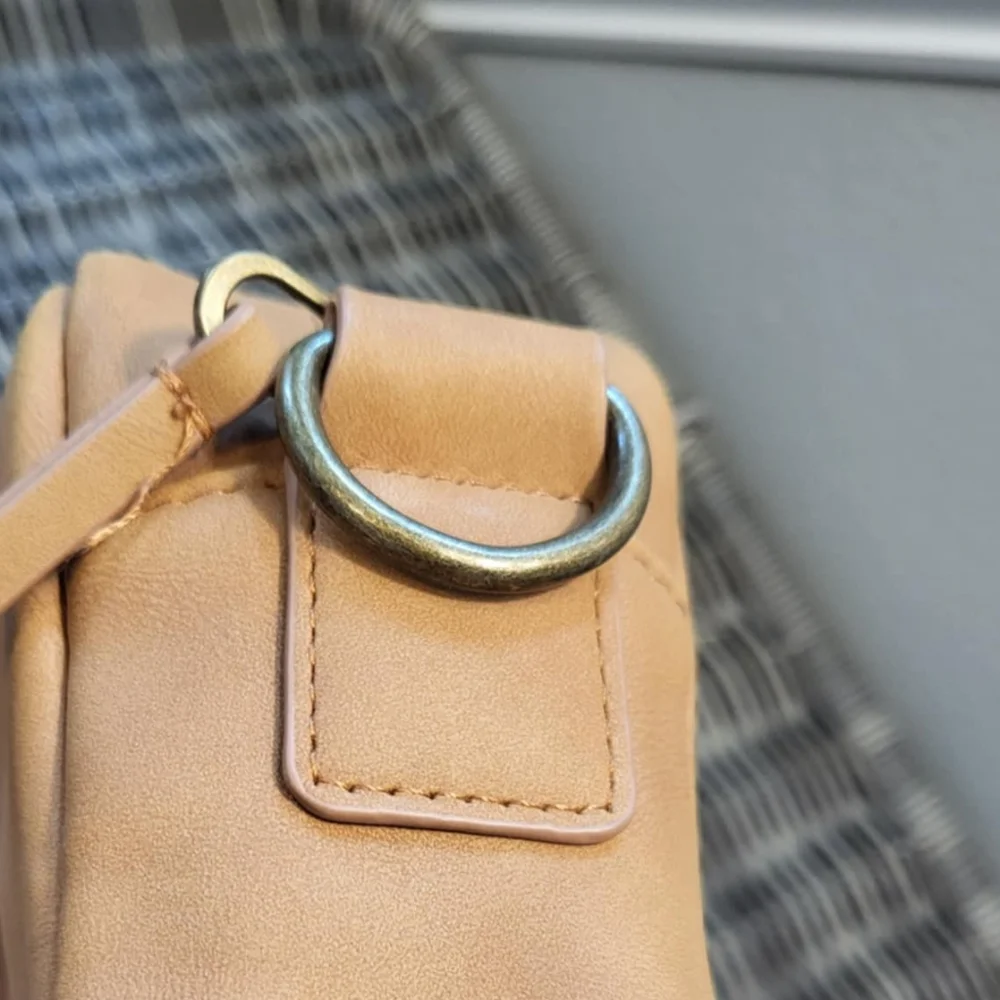 Camera Bag Style Purse Guitar Crossbody Strap Soft Faux Leather Preppy Neutral